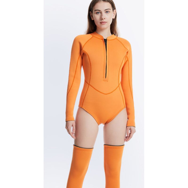 3mm Erwachsene einteiliges Langarm Anzug Frauen Schnorcheln Surfen Tauchen Badeanzug_voghion.com