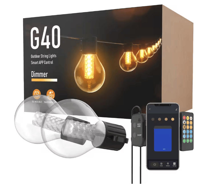 25-light 50ft Indoor/Outdoor Plug-in Integrated LED Globe String Lights With Dimmer Timer, Bluetooth App Control_voghion.com
