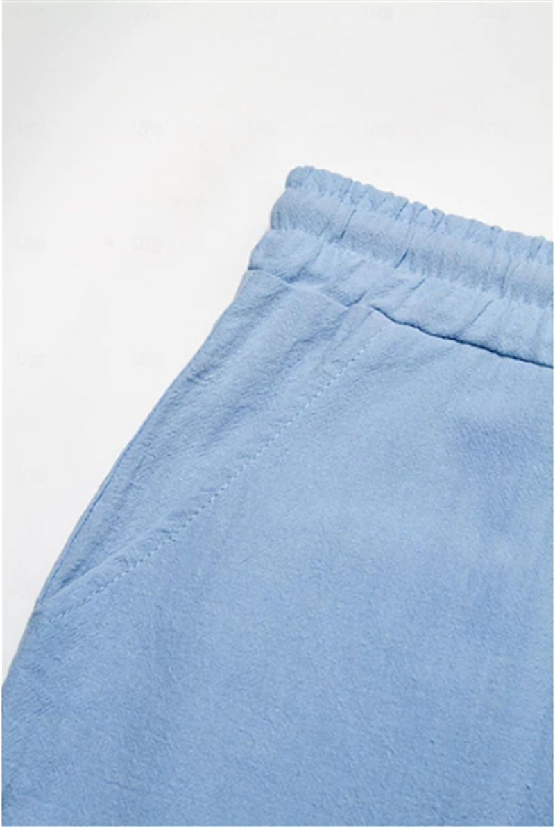 Cargoshorts voor heren met meerdere zakken en trekkoord - Ademende zomershorts van linnen en katoen voor strand, wandelen en vrijetijdskleding_voghion.com