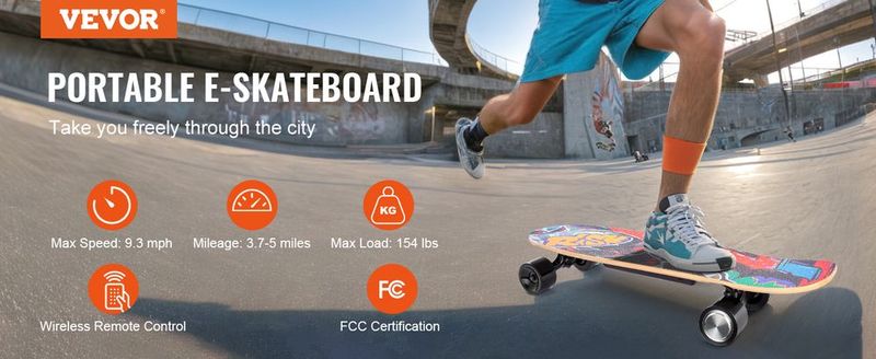 VEVOR Electric Longboard Skateboard With Control 5 Miles Range For Adults Kids_voghion.com