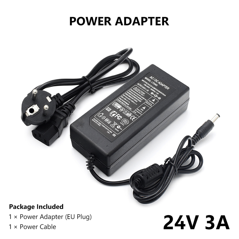 DC 24V 3A US/EU/UK/AU Plug Charger Universal AC100-240V To DC 24V 3A Power Supply Adapter Converter Module Stable High Power_voghion.com