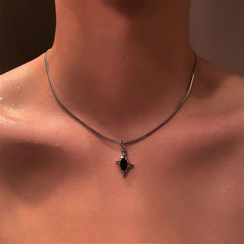 Cross Star Titanium Steel Necklace Men Trendy Handsome Niche Design Snake Bone For Women High-end Versatile Simple_voghion.com