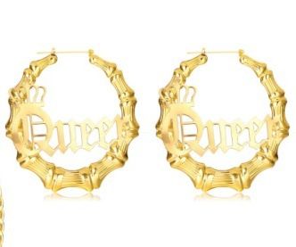 Dichiarazione esagerata rotonda corona d'oro inglese QUEEN orecchini grandi in bambù gioielli_voghion.com