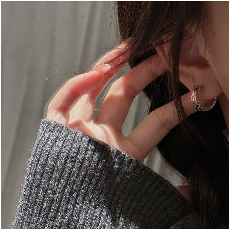 Orecchini pendenti in argento Sterling S925 con cristalli opachi, leggeri, semplici, di design, di nicchia, scintillanti, con flash._voghion.com