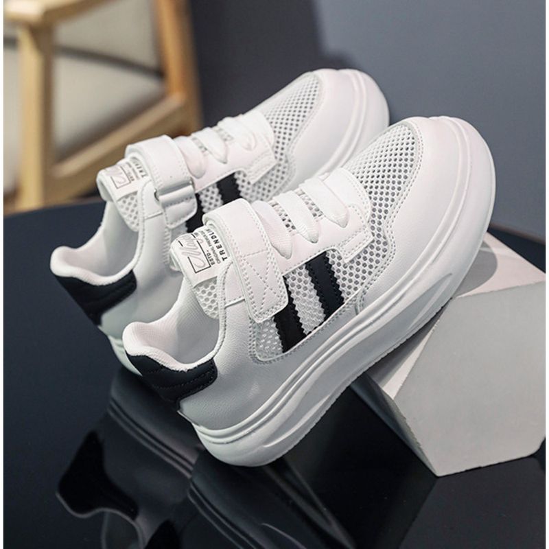 Boys Little White Shoes Girls White Sneakers Children's Board Shoes Kindergarten Primary School Children Running Shoes Mesh Breathable_voghion.com