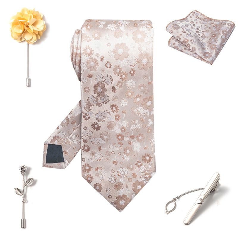 Set da uomo alla moda in tinta unita a righe con anacardi, confezione regalo da 6 pezzi, set con corsetto con fermacravatta e sciarpa quadrata_voghion.com