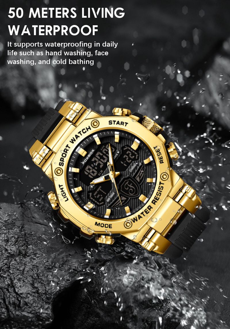 Men's And Women's Sport Watch With Digital Analog Display, 30M Waterproof, Durable Silicone Band, Mineral Glass, Zinc Alloy Case, Outdoor_voghion.com
