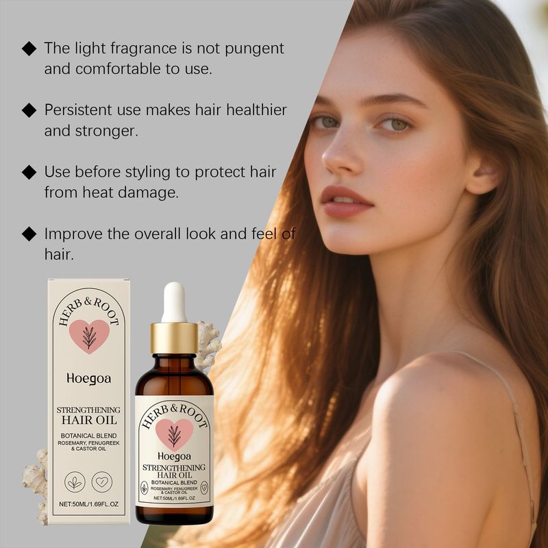 Hoegoa Rosemary Castor Essential Gentle Nourishing Smooth Glossy Hydrating Hair Care Essence Oil_voghion.com