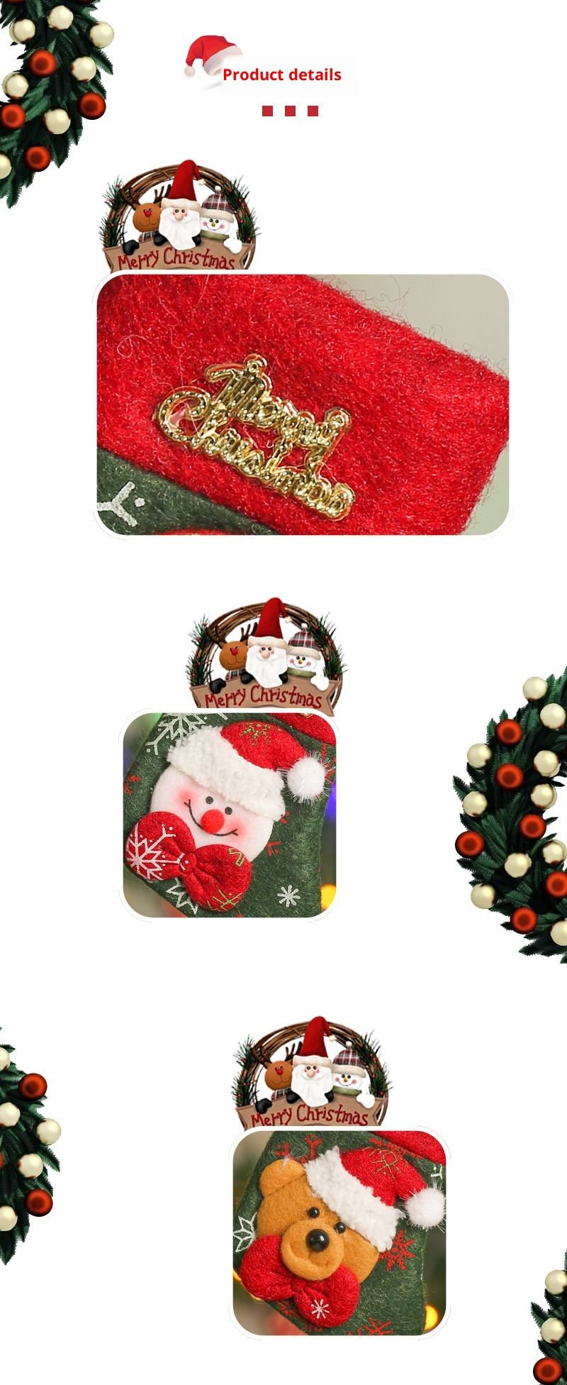 001 Qiaoding Transfrontaliera Nuova Decorazione Natalizia Piccola Lettera in Tessuto Non Tessuto Calza di Natale Sacchetto di Caramelle per Bambini_voghion.com