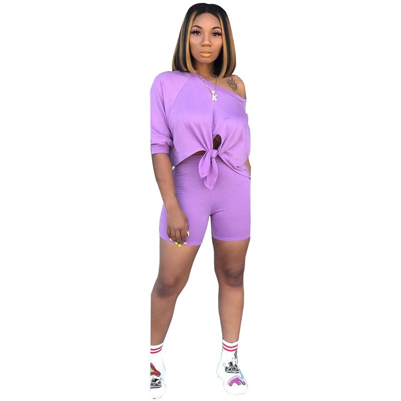 moda esclusiva, maniche scoperte, top che scopre l'ombelico, pantaloncini in due pezzi, abbigliamento da donna di vendita calda_voghion.com