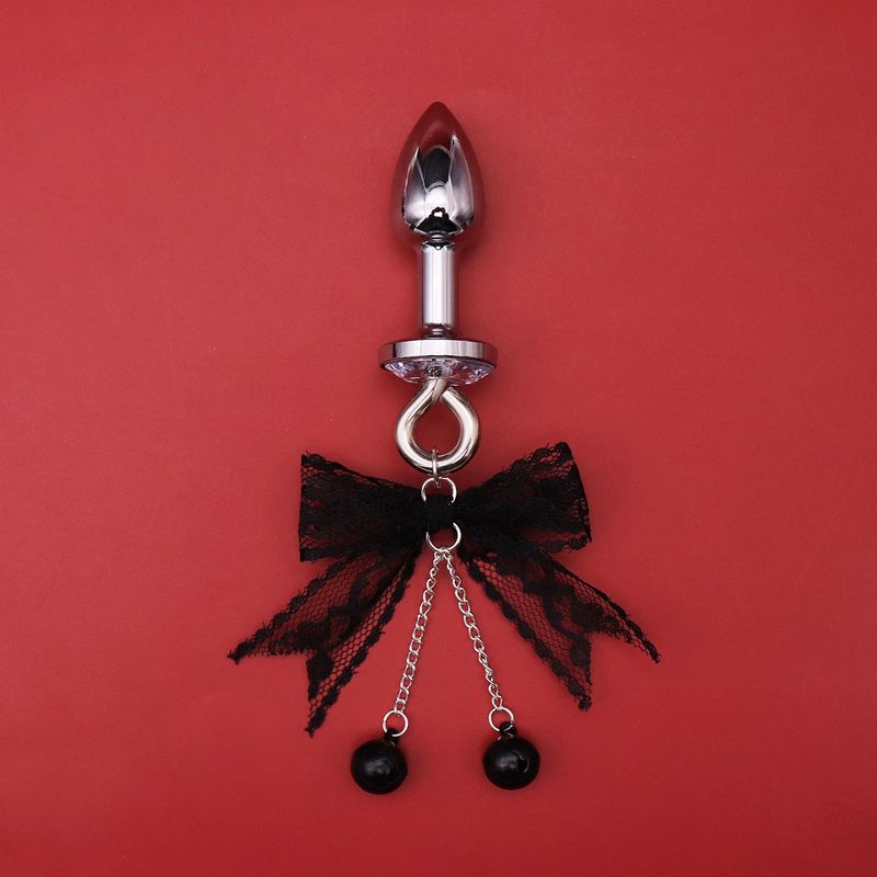 White Lace Bow Bell Anal Plug Erotic SM Flirting Stimulating Nipple Clamps Vaginal Clips_voghion.com
