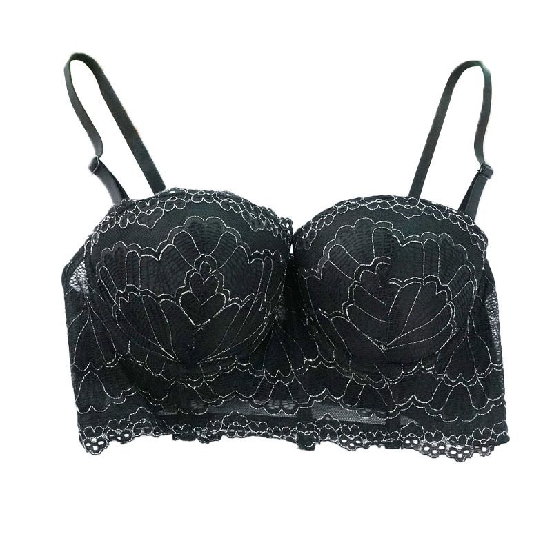 large size bra women's fat mm thin section gathered fashion steel ring underwear with auxiliary breast adjustment sports bra_voghion.com