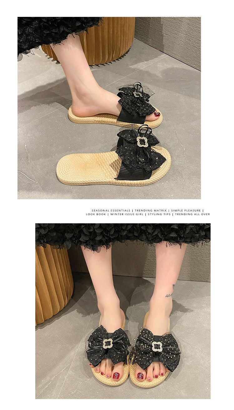 Damenschuhe Version von Outdoor-Hausschuhen Sommer Neue Schleifen-Hausschuhe für Frauen zum Ausgehen zu Hause Modische und vielseitige trendige Freizeit_voghion.com