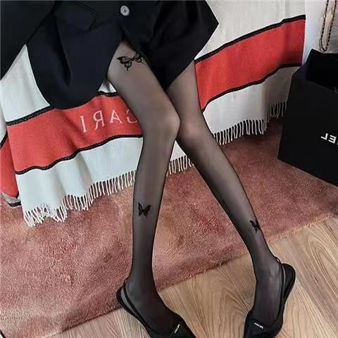 Neue ultradünne Strümpfe mit Schmetterlingsdruck, Strumpfhosen, sexy, heißes Mädchen, schwarz, beliebiger Schnitt, Anti-Stripping-Socken aus Seide_voghion.com