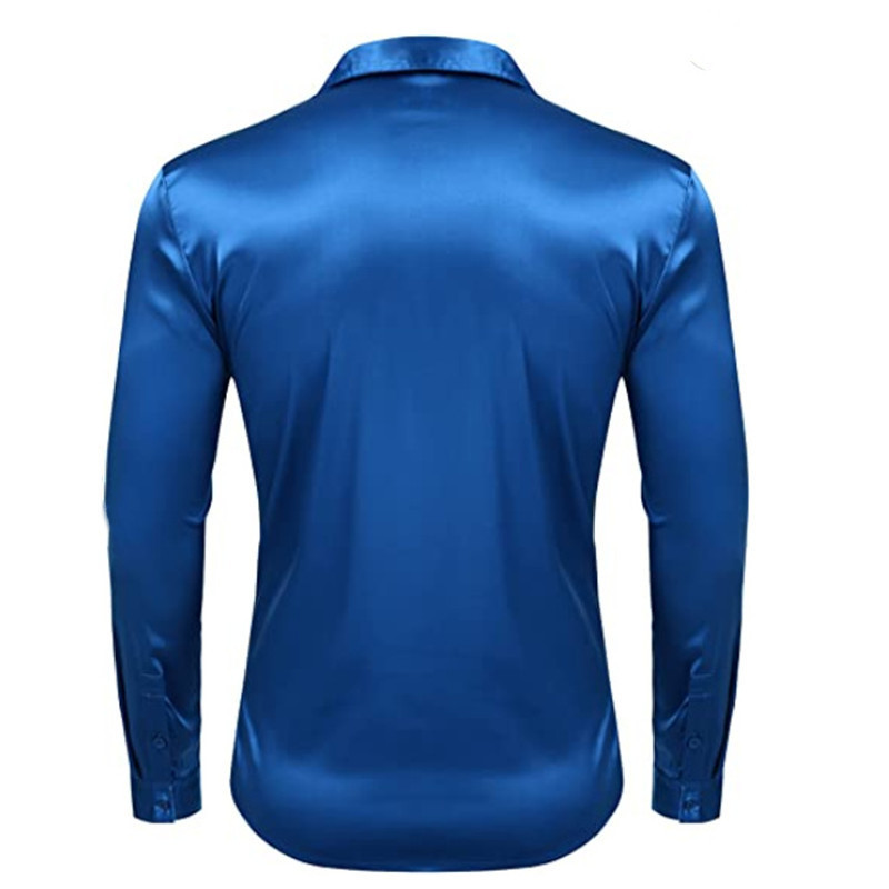 2022 Autumn Fashion Men's Glossy Solid Color Prom Shirt_voghion.com