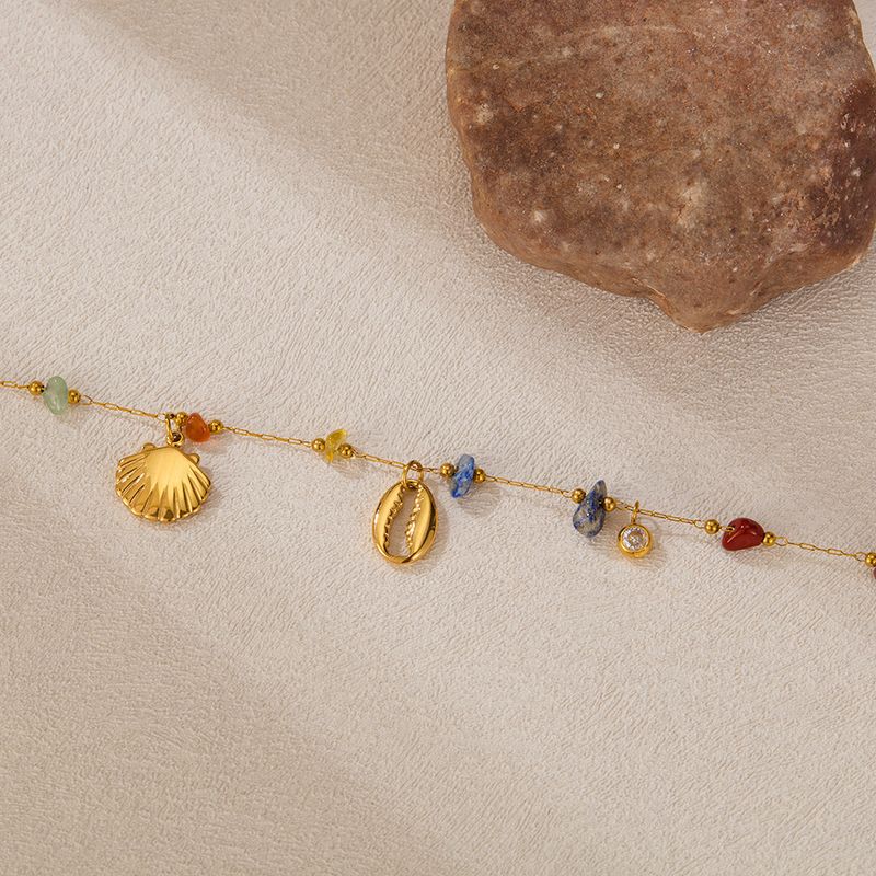 Bracciale da donna in stile oceano, di alta qualità, in acciaio inossidabile, versatile, con pietra colorata, in titanio e acciaio._voghion.com