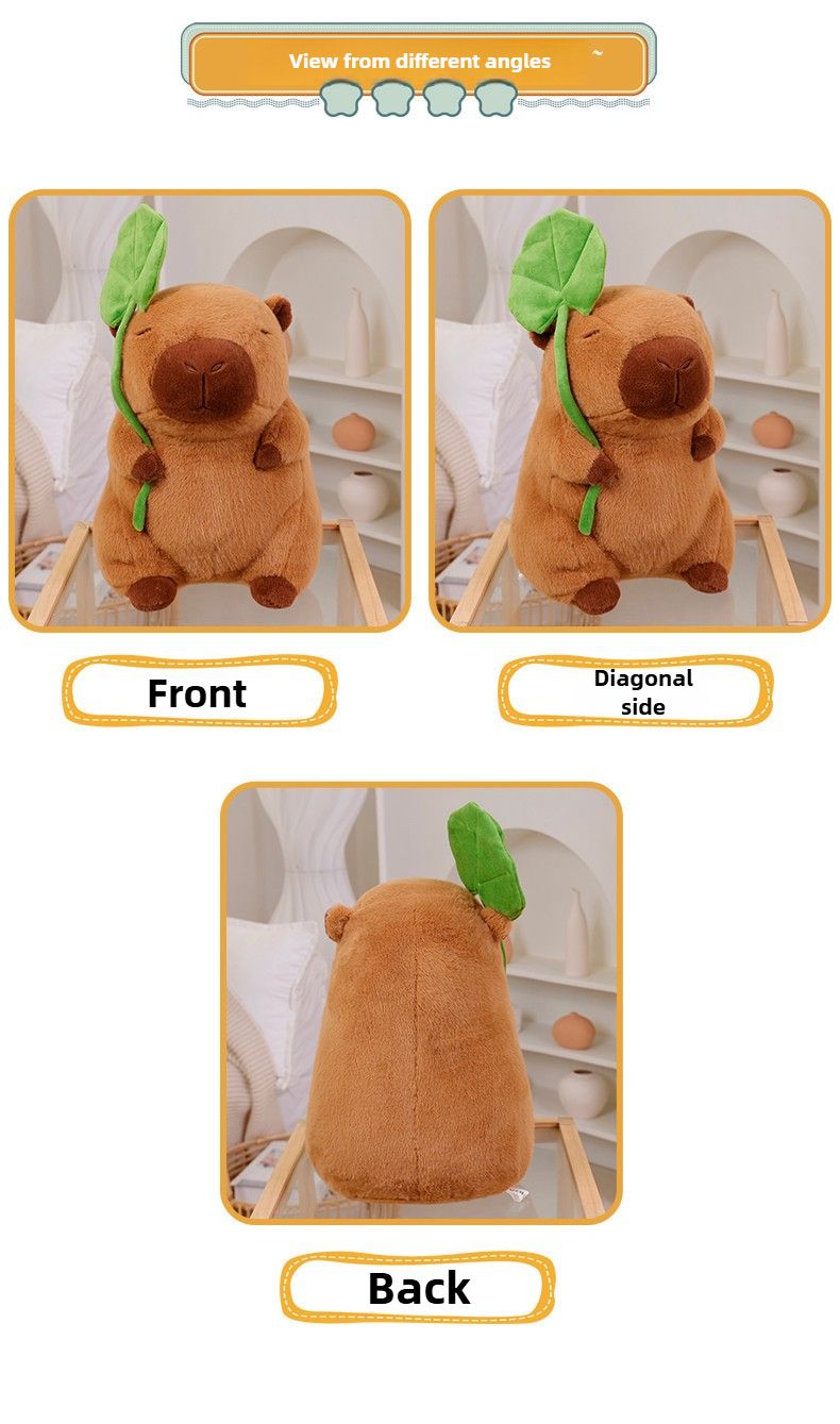 Kapybara a foglia di loto, bambola capibara, peluche, bambola di grandi dimensioni, ornamento, bambola regalo_voghion.com