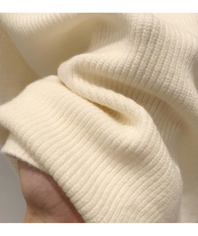 Pull oversize en tricot décontracté à manches longues et col rond pour femme, tissu chenille doux, style décontracté et chic, collection automne-hiver_voghion.com