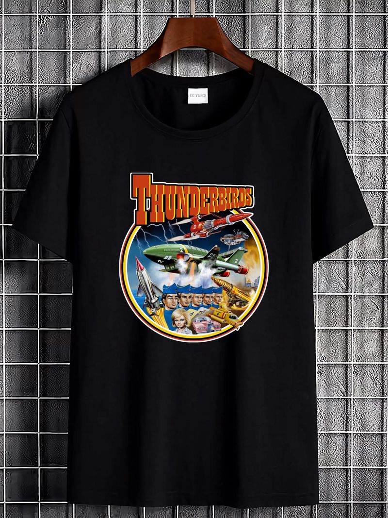 Maglietta da uomo Thunderbirds, film di fantascienza anni '60, taglia S-2XL, elegante, grafica leggermente estiva, versatile, da indossare tutti i giorni, streetwear e comoda._voghion.com