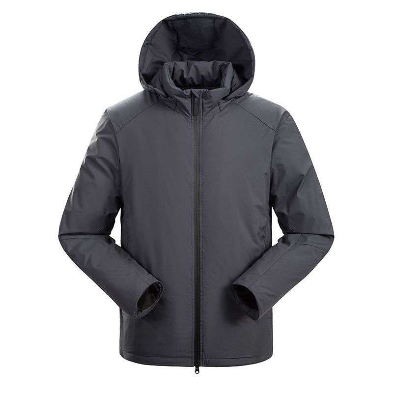 Giacca da trekking con cappuccio, unisex, antivento, calda e traspirante, in cotone, per esterni, con stampa_voghion.com