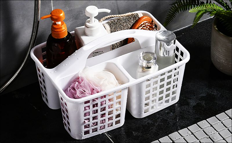 Duschkorb aus Kunststoff mit Fächern, tragbarer Aufbewahrungskorb für Reinigungsutensilien mit Griff für Studentenwohnheime_voghion.com