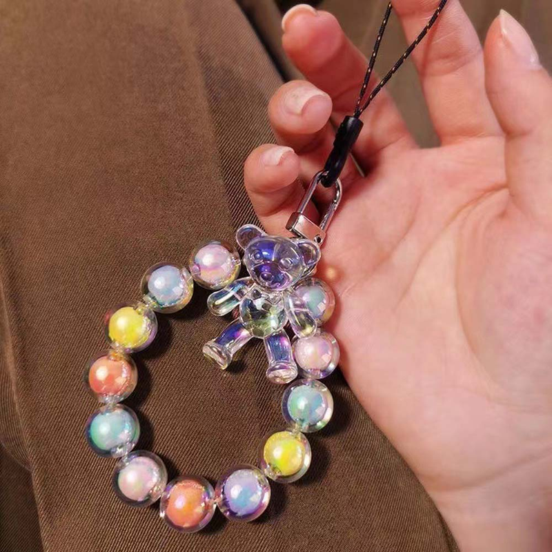 Telefon Hand Lanyards Kristall Macaron Perlen Bär Handgelenk Strap für iPhone Huawei Redmi Xiaomi Samsung Kamera Schlüsselbund Hang String_voghion.com