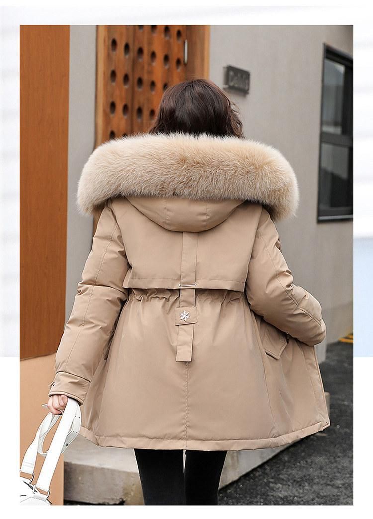 Women's Winter Hooded Parka Coat With Fox Fur Trim - Long Quilted Puffer Jacket For Petite To Plus Size, Warm Fleece Lined, Zipper Closure_voghion.com