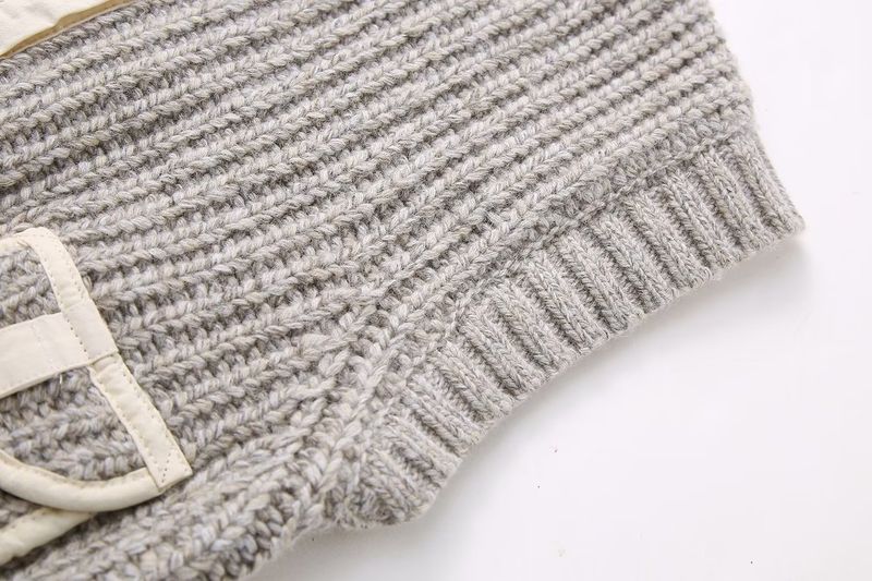 Taschenverzierung Herbst Neuware Nischenpersönlichkeit Tasche Kontrastspleiß Strickweste_voghion.com