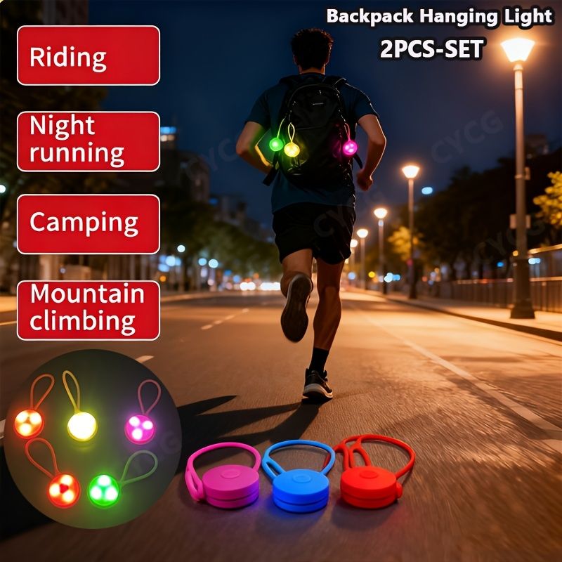 2pcs CYCG Backpack Lights LED Flashlight With Loop, Compact Hanging Lanterns For Camping, Hiking, Running, Backpacks_voghion.com