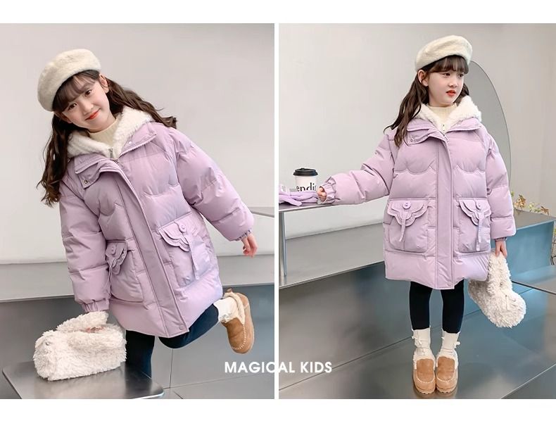 Piumino invernale per bambine – Modello a due strati con fodera in pile (età 8+, 140-170 cm, viola/rosa)_voghion.com