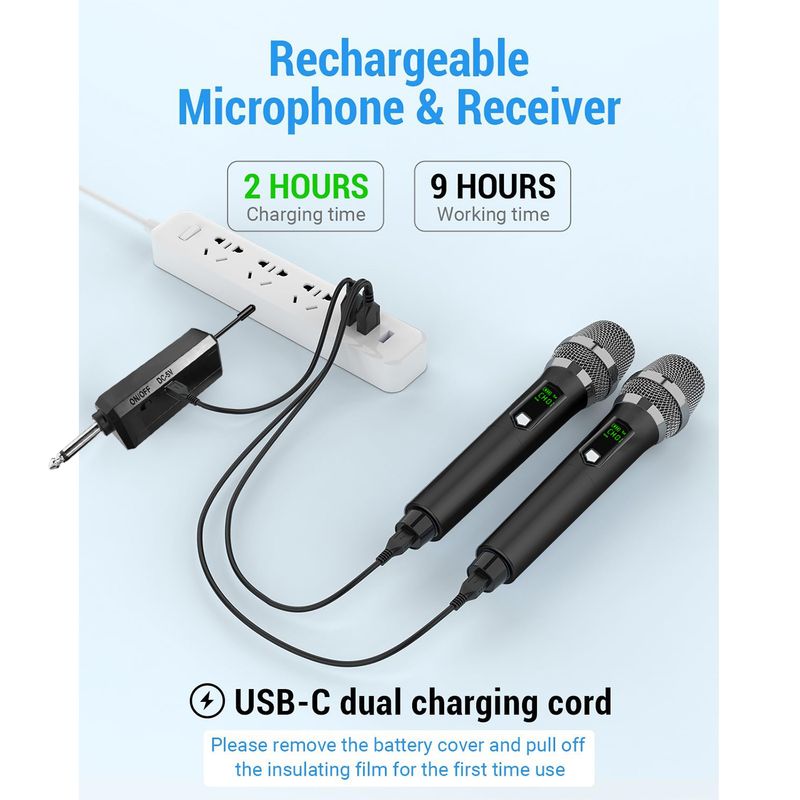 Tragbares drahtloses dynamisches System mit 3 Batterien für Sprachgesangsmikrofon_voghion.com