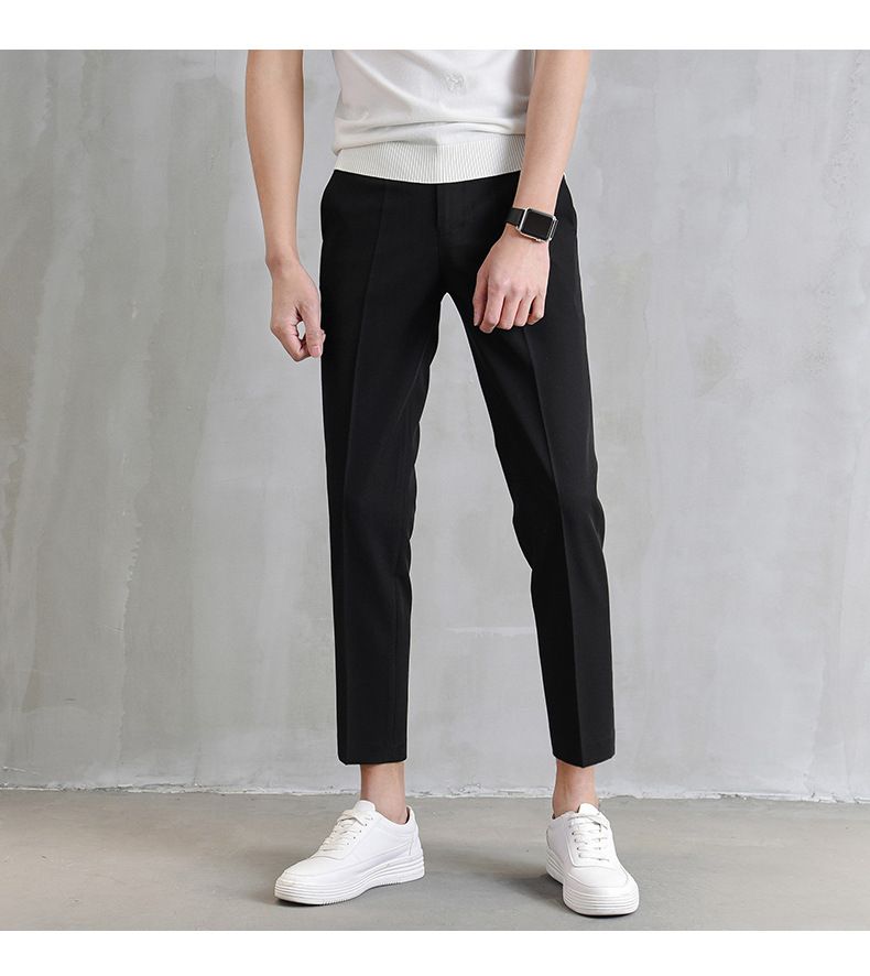 Men's Clothing Drape Trousers Nine Point Slim Summer Khaki Trousers Trendy Slim Fit Suit Straight Casual Trousers_voghion.com