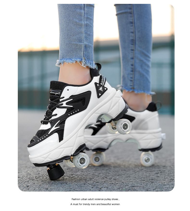 Dziecięce buty autentyczne czterokołowe zdeformowane buty do biegania dla mężczyzn i kobiet rolki dla dzieci chłopców i dziewcząt czterokołowe dwukołowe_voghion.com