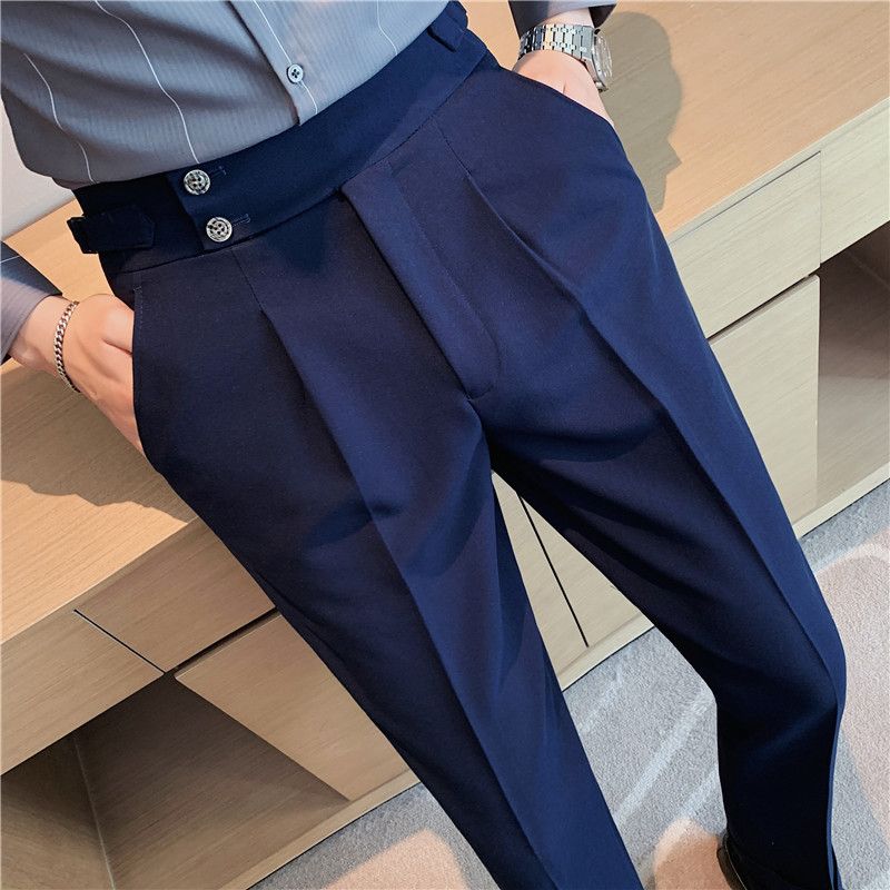 New Neapolitan Drape High Waist Men's Casual Pants Trendy Trousers_voghion.com