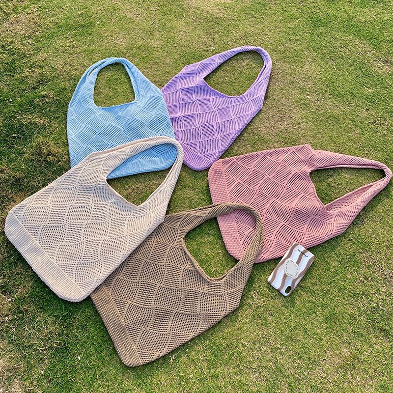 Hotselgende skulderveske Lazy Style Bag Kvinnelig handleveske Vår og sommer Hulveving_voghion.com