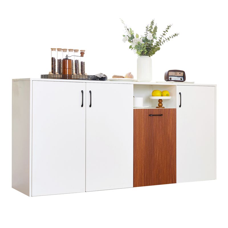 Credenza Weiß 160x80cm Freistehender Holzschrank Für Wohnzimmer_voghion.com
