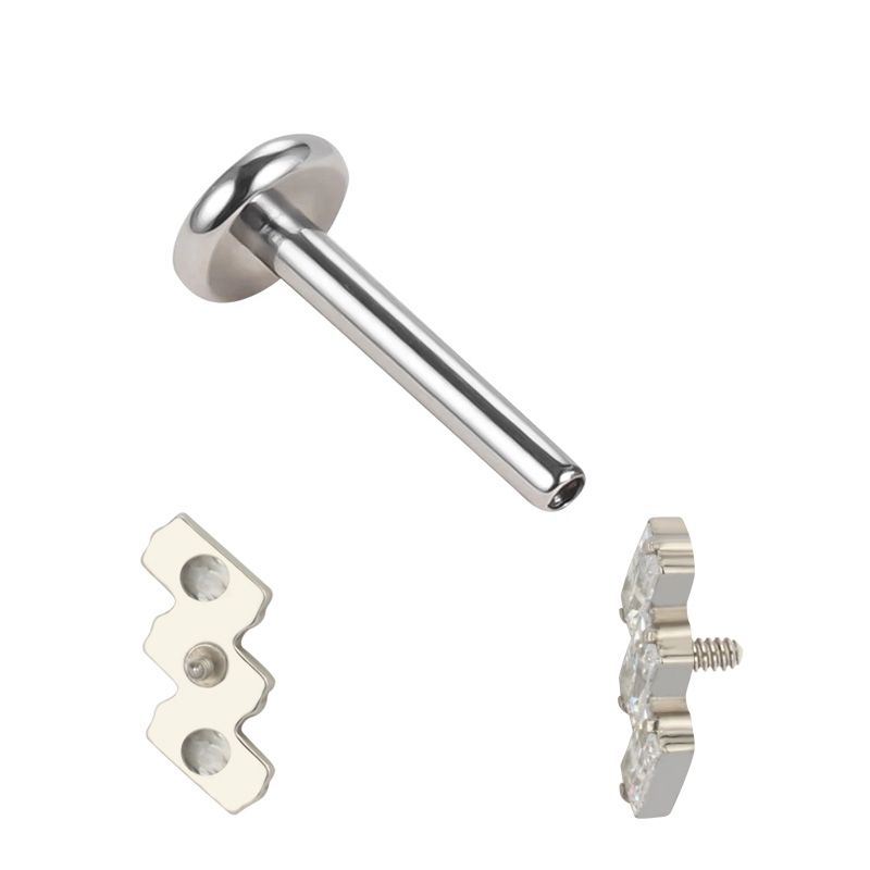 ASTM F136 Titanio Garofano per Perforazione, Orecchini Fiat Labbro Superiore Rettangolari a 3 Fili, Curling Corpo_voghion.com