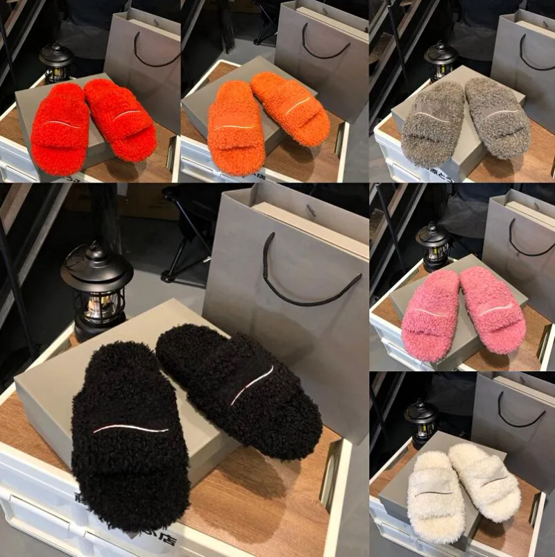 Top Quality Designer Womens Slippers Ladies Winter Wool Slides Fur Fluffy Furry Warm letters Sandals Comfortable Fuzzy_voghion.com
