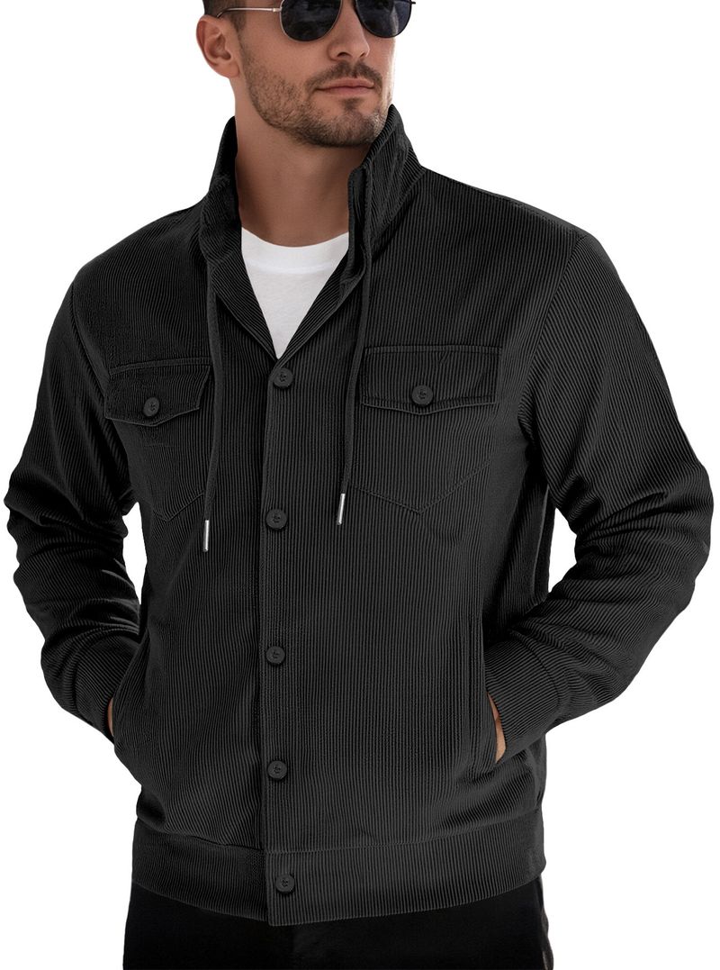 Herrenbekleidung Europäisches und amerikanisches Herren-Sweatshirt Herbst und Winter Cord-Retro-Arbeitsjacke mit mehreren Taschen Spot Direct Supply_voghion.com