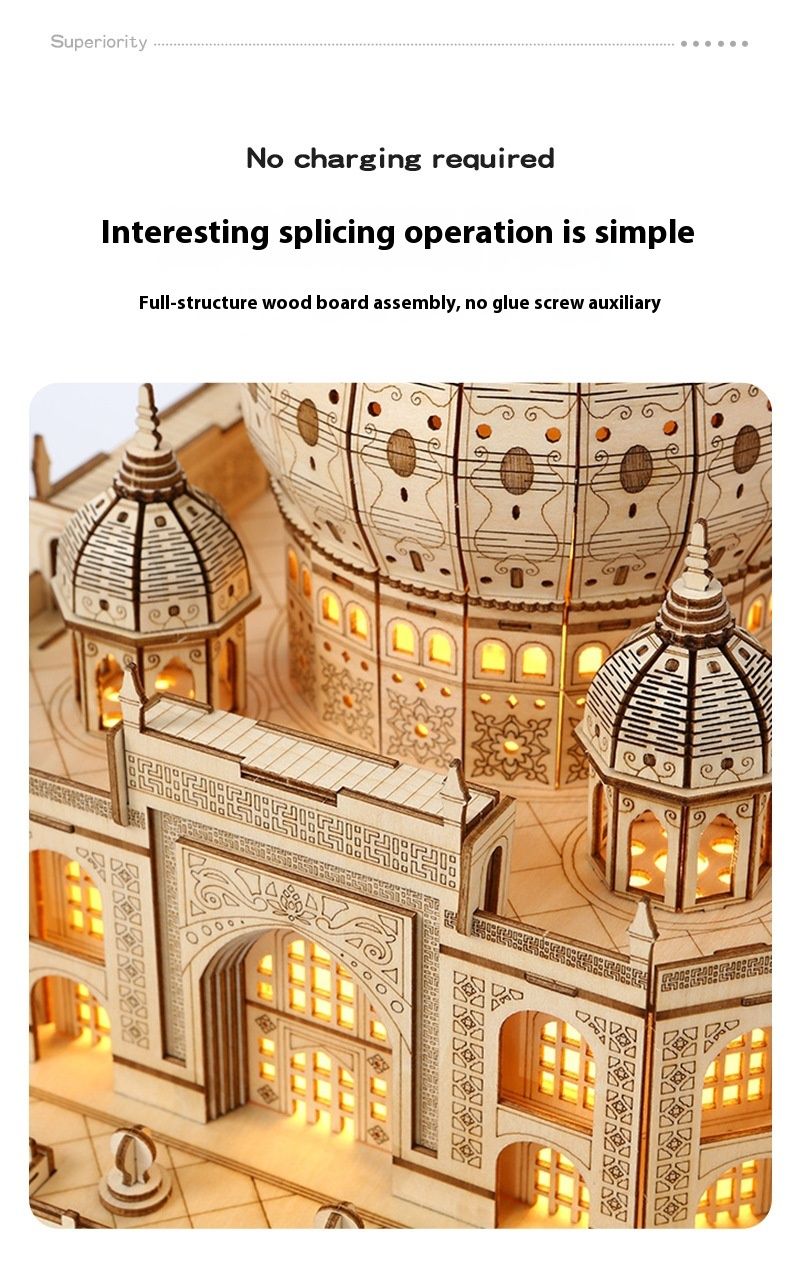Castle Simulation 3D Model Decoration Wooden Puzzle Children's Early Education Toys_voghion.com