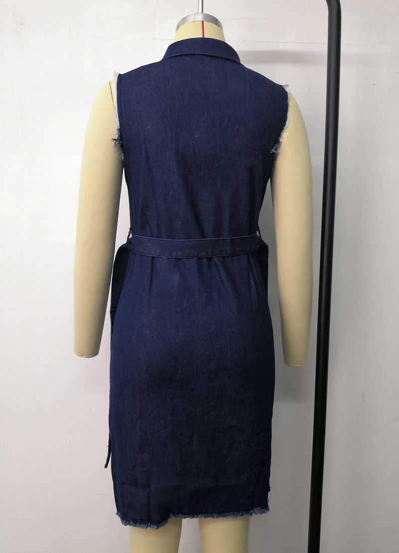 Seksi moda kolsuz delik seksi denim elbise_voghion.com
