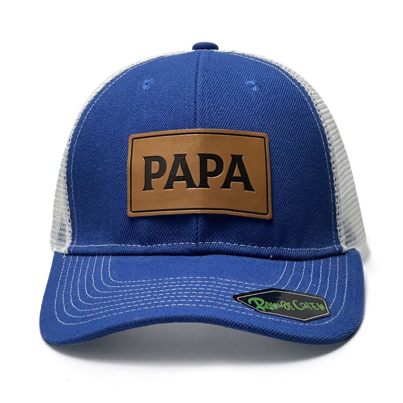 Unisex The PAPA letter pattern on the baseball cap leather label is suitable for fishing and wearing outdoor net hats_voghion.com
