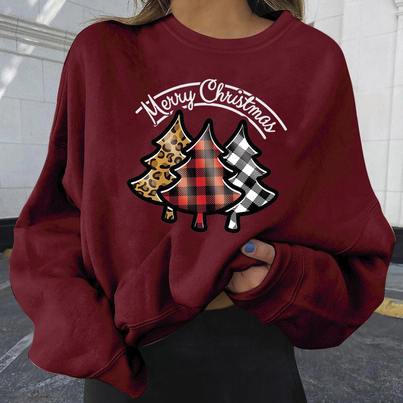 Weihnachten frauen kleidung Herbst und Winter Neue Stil Samt Heißer Verkauf Weihnachten Personalisierte Druck Mode Lose Sweatshirt Dropshipping_voghion.com