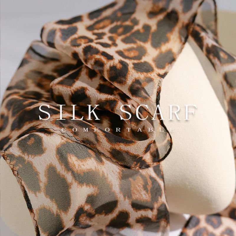 Modischer Leopardenmuster-Schal aus reinem Schal für Frauen, Frühling, Sommer, neues Mulberry-Seidenband, Haarband, Geschenk_voghion.com
