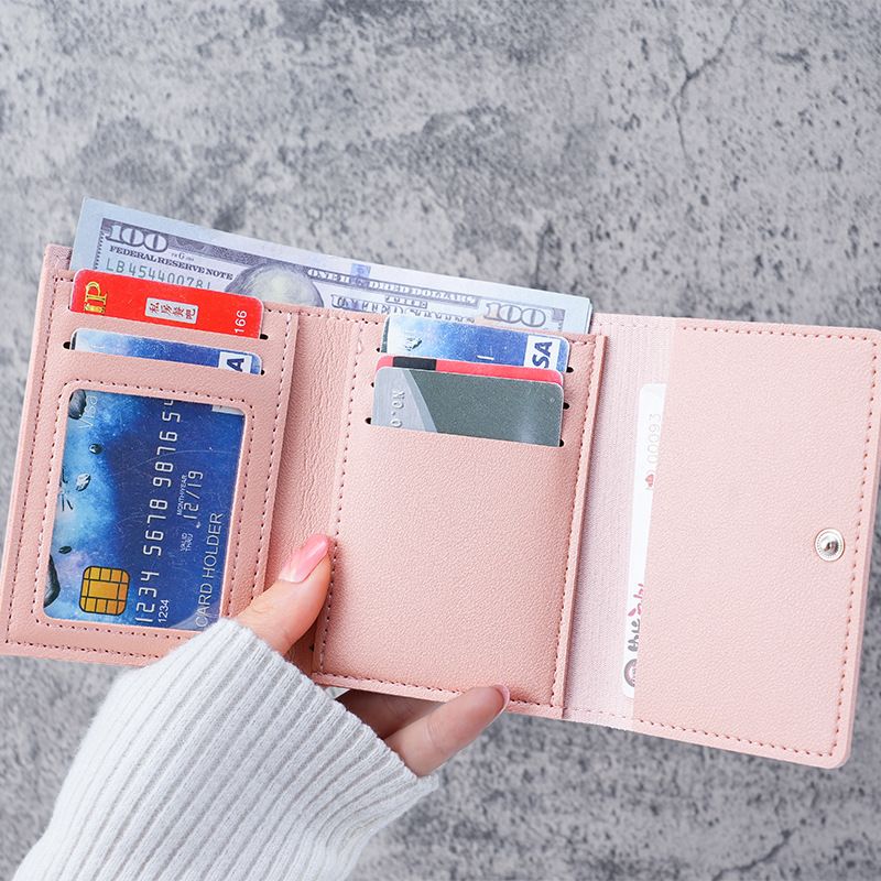 Korean Small Wallet 70% off Short Style Printed Cute Simple Multi-Card-Slot Coin Purse Lady's Wallet_voghion.com