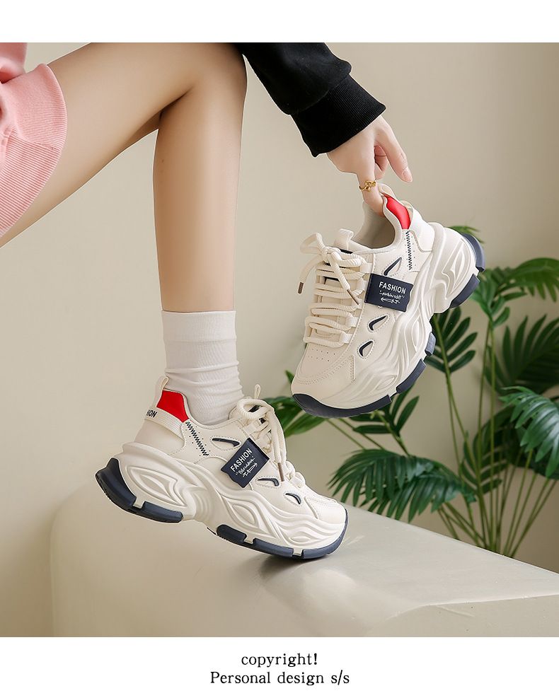 Women's Chunky Sneakers - Thick Sole Platform Shoes For Spring, Comfortable Running & Casual Shoes With Heightening Effect_voghion.com