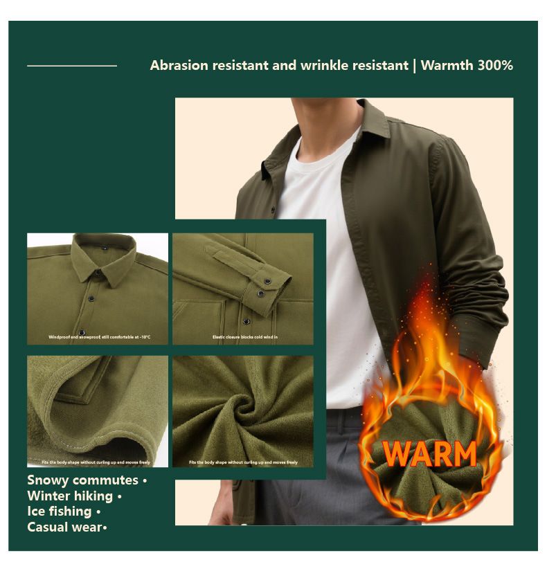 Camicia termica da uomo – Camicia in poliestere antipiega con design multitasche_voghion.com