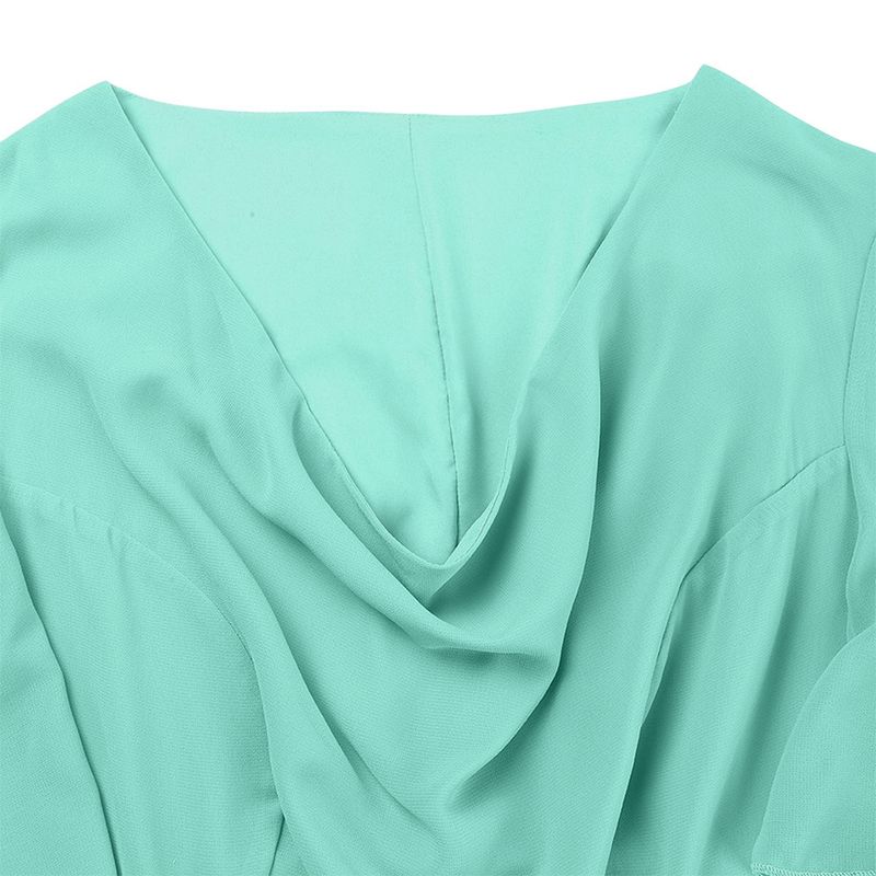 2025 Iwwerlappend Lotusblatärmelen, Récksaum, Olivfërmeg Virderkant, Kuerz Réck, Laang Chiffon Plus Size Damenkleeder,_voghion.com