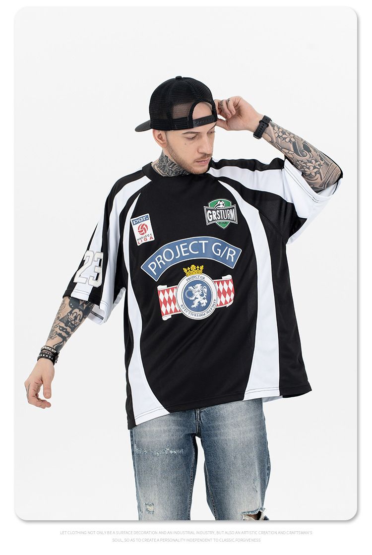 Männerkleeder Fréijoer a Summer Nei Trendy Mark Poloshirt Retro Splicing Jersey Keefer Deeselwechte Stil Gelenk Loose_voghion.com