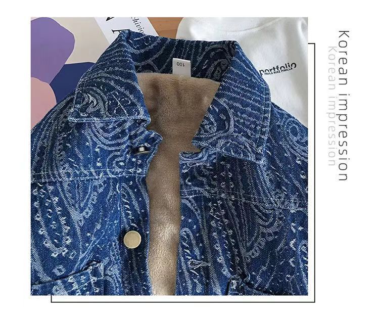 Giacca in denim foderata in pile per bambini - Caldo cappotto invernale per bambini, elegante e comodo, taglie 90-130 cm_voghion.com